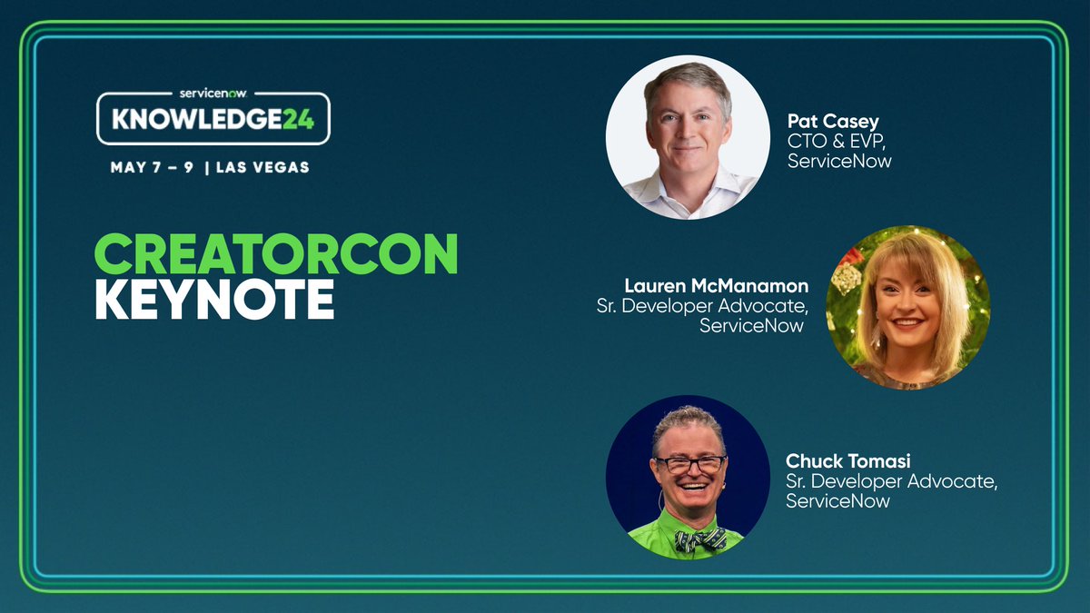 johnvilla99's tweet photo. Cheers to 🔟 years! Join ServiceNow’s Chief Technology Officer and EVP, Dev Ops Pat Casey and our Developer Advocates for a special #Know24 keynote celebrating the 10th anniversary of CreatorCon. Register here: https://t.co/Vj6POlS7sQ https://t.co/BJt7JTsM6I