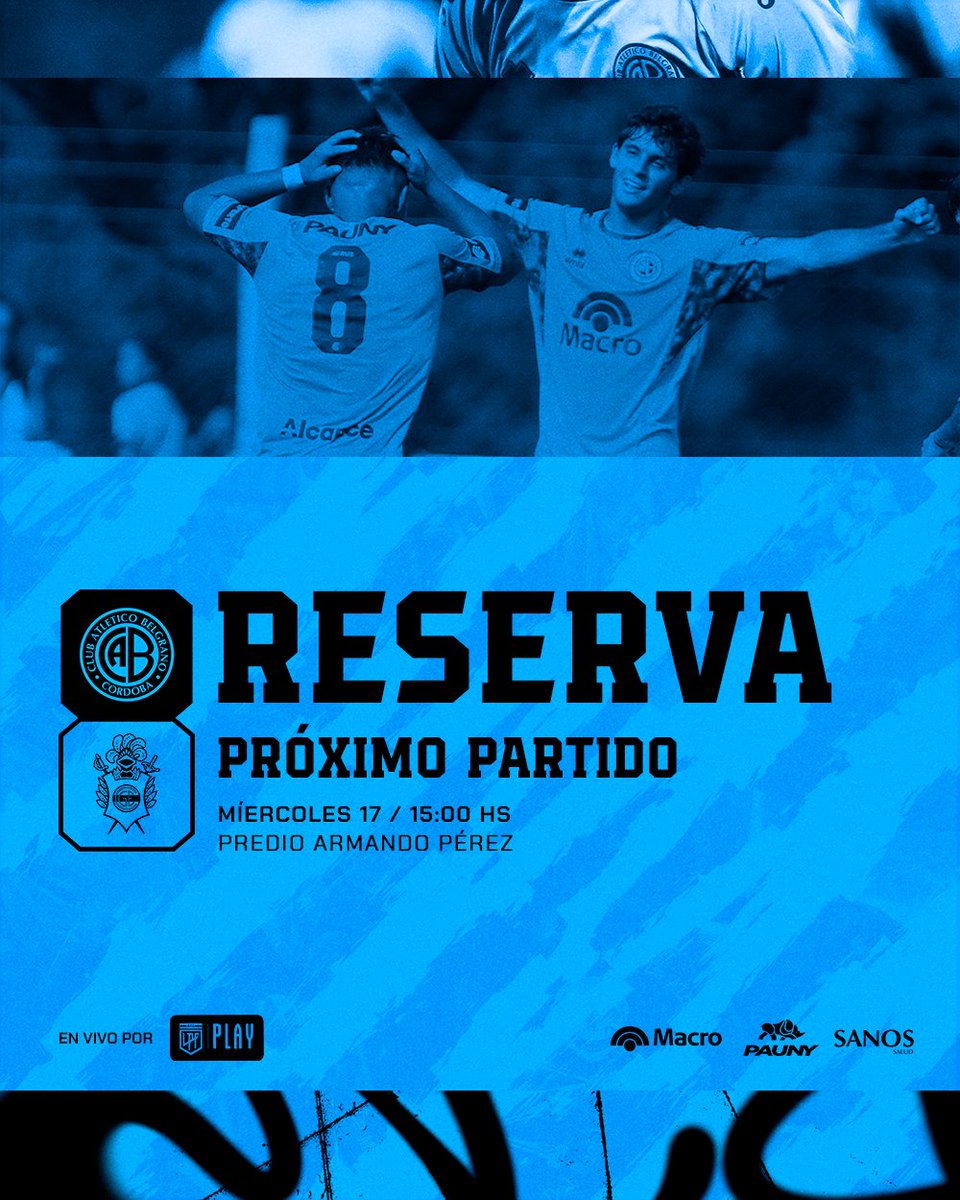 🔜⚽ ¡El miércoles juega la #ReservaBelgrano! #CopaProyección | FECHA 9️⃣ #Belgrano 🆚 Gimnasia 🗓 Miércoles 17/4 🕒 15:00 hs 🏟 Predio Armando Pérez 📺 LPF Play #DaleBelgrano 🩵🏴‍☠️