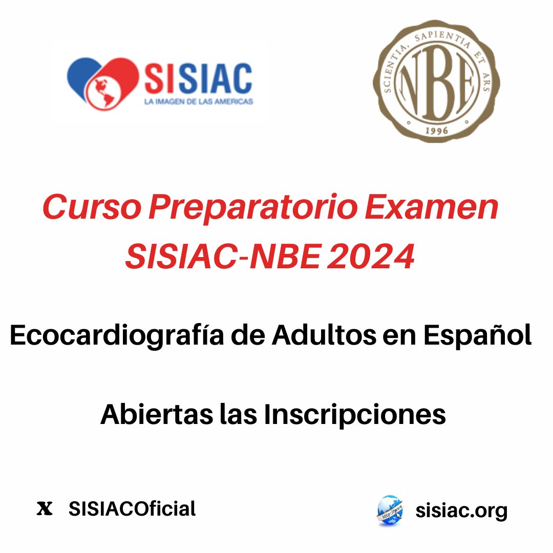 SISIACOficial's tweet photo. IMPORTANTE 📢📢📢📢

Curso Preparatorio Examen SISIAC-NBE 2024 🤓📚

Nos acercamos al Congreso SISIAC 2024 !!

Abiertas las inscripciones, no te quedes sin tu cupo👉https://t.co/UTe7CubH98 https://t.co/fOjNFtqr94