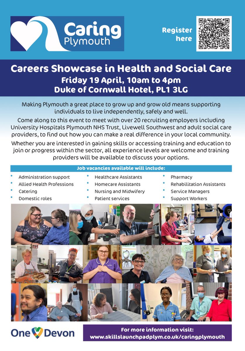 Join us this Friday at the @CaringPlymouth Health & Social Care Careers Fair @TheDukePlymouth! Chat with our friendly staff, and take the next step in your career journey. Register here: bit.ly/3WOKyaG #HealthCare #SocialCare @UHP_NHS @plymouthcc