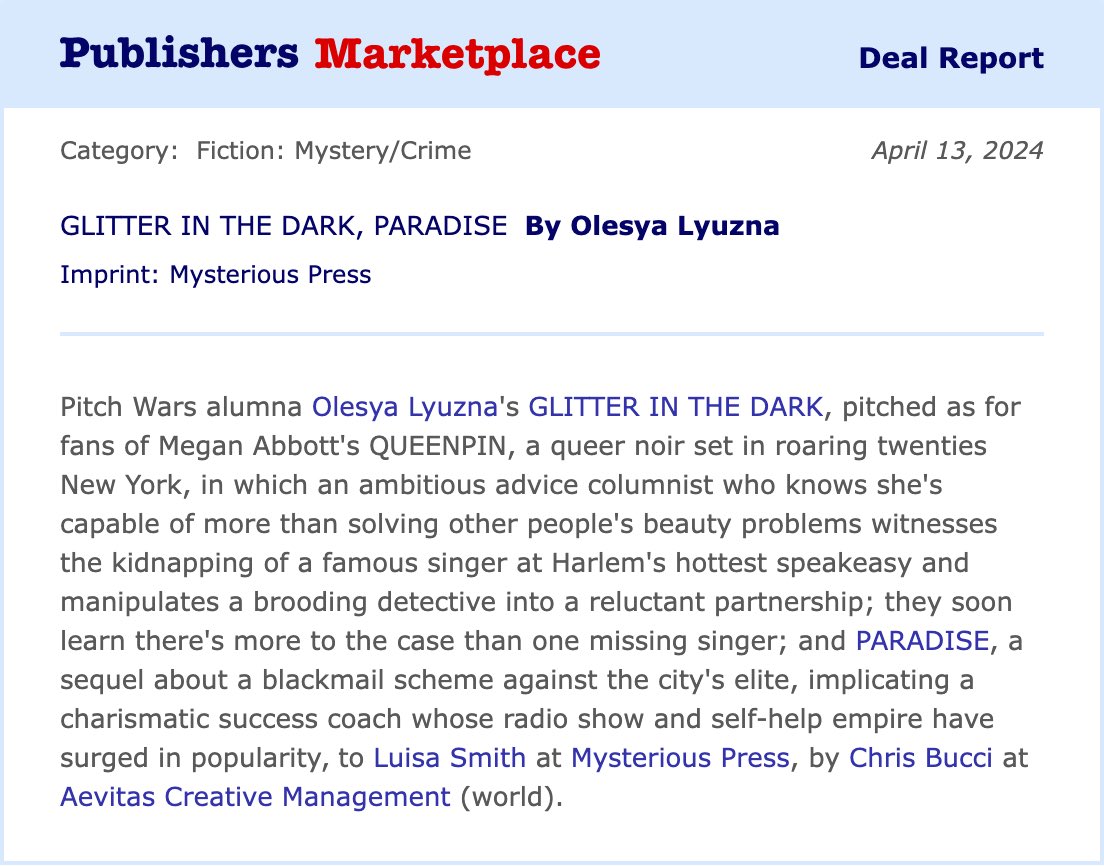 Good news for fans of unlikeable female characters....I'm officially in my ✨AUTHOR ERA✨!!! So excited to kick off my flapper noir series with Luisa at @MysteriousPress!