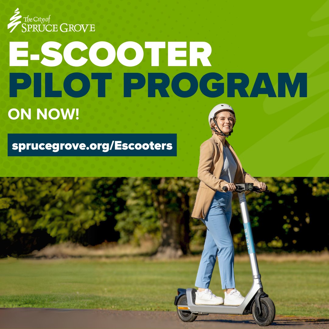 What has 2 wheels, 1 battery & an appetite for adventure? Our shared e-scooters! 🛴😀 E-scooter pilot program up & running for another season. Learn about shared e-scooters & see interactive map of places they can (& can’t!) operate in #SpruceGrove at sprucegrove.org/Escooters.