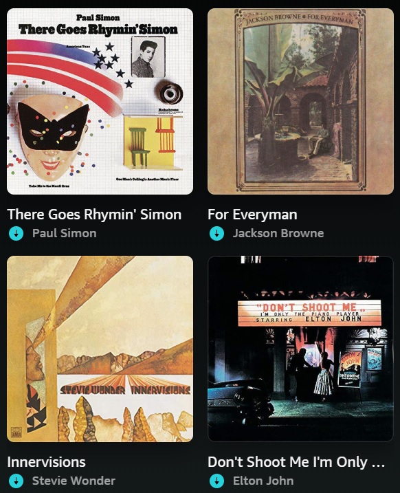 which of these #1973albums do you like most?
🎸 🥁 🎹 🎤 🎶 🎵 

#PaulSimon #JacksonBrowne 
#StevieWonder  #EltonJohn