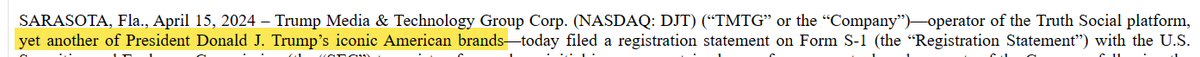 On the SEC filing today for $DJT. Lol, you know like Ice, Game, Steaks, Airlines, Magazine, University...