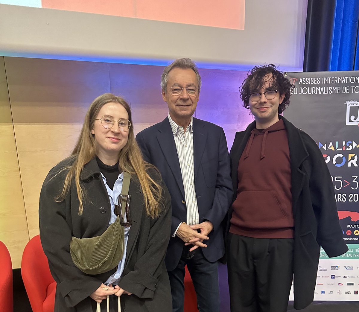 🌟 Assises du Journalisme 2024 
Margaux Malé et Jérémie Heins, étudiants à l'EjT, ont participé au jury étudiant du prix Enquêtes et Reportages, présidé par Michel Denisot. 
Ils sont également intervenus auprès de lycéens pour parler du journalisme. Une belle expérience !