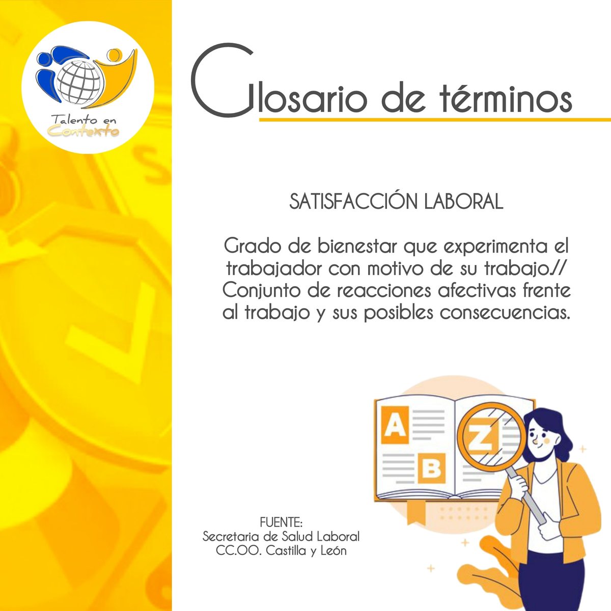 #GlosarioSST | Satisfacción Laboral

¿Te sientes satisfecho o satisfecha con tu empleo? 🤔 ¿Sabes a qué se refiere la satisfacción laboral? Veamos ☝️🤓...

#TalentoEnContexto #SoyTEC #Bienestar #Trabajo #SatisfacciónLaboral