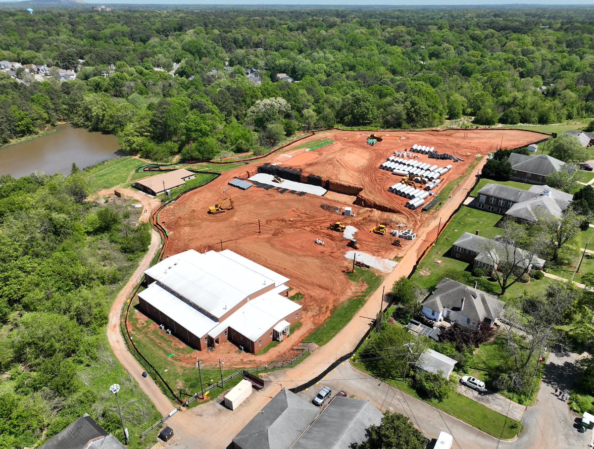 Check out the progress at Legacy Park in Decatur GA. The full scope of the project includes: an artificial turf field with shock pad, 8-lane running track, lighting, field house, cross country trail, existing gym renovations, and landscaping.