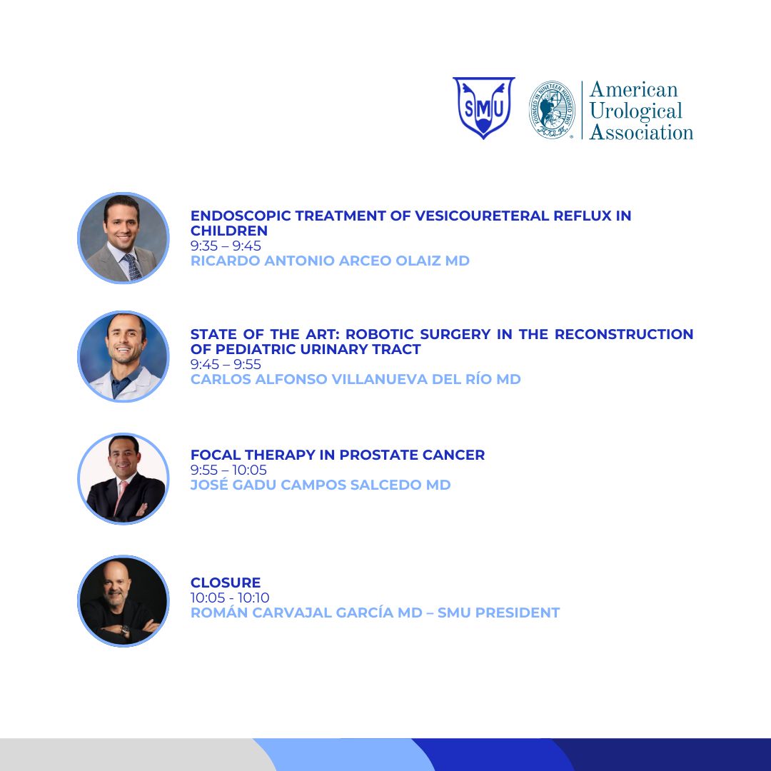 ¡Se acerca el 1er Simposio SMU en el 119vo Congreso de la Asociación Americana de Urología 2024!🩺

📲Regístrate: auanet.org/AUA2024

¡Nos vemos en📍San Antonio Texas!

#SMU24 #UrologíaEnMovimiento