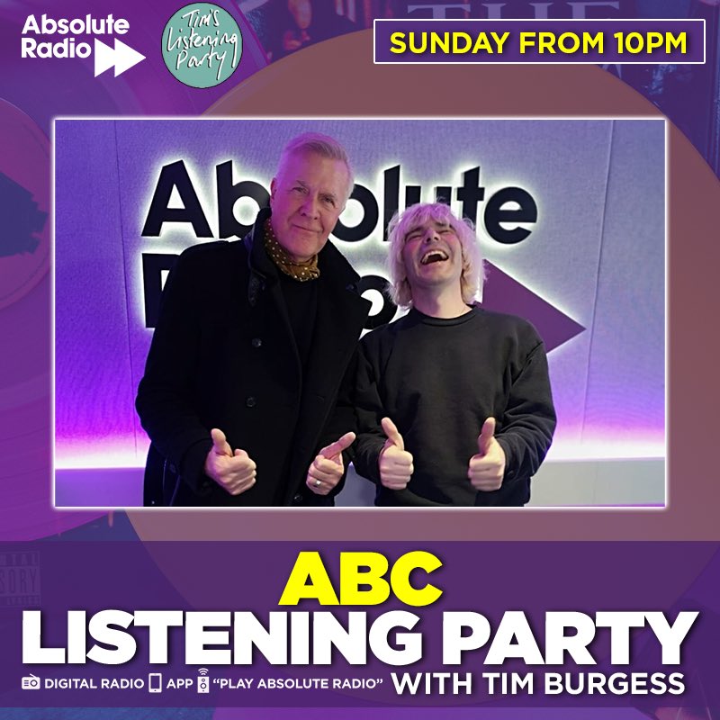 Thrilled to join @tim_burgess for @listening_party on @absoluteradio this Sunday, April 21 at 10pm, discussing LEXICON OF LOVE in depth. Mark your calendar. #ABC #ABCMartinFry #listeningparty