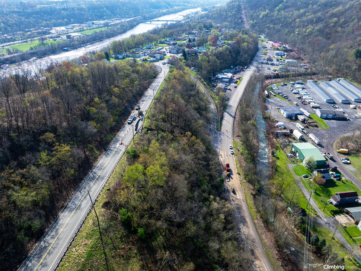 Landslide with infrastructure damage. Route 51 and Darlington Road closures in Fallston, PA. Crews are on-scene. Route 51 is a major highway and truck route, causing a significant traffic disruption. Images taken on April 15th, 2024. 
#landslide #infrastructure #roadclosure