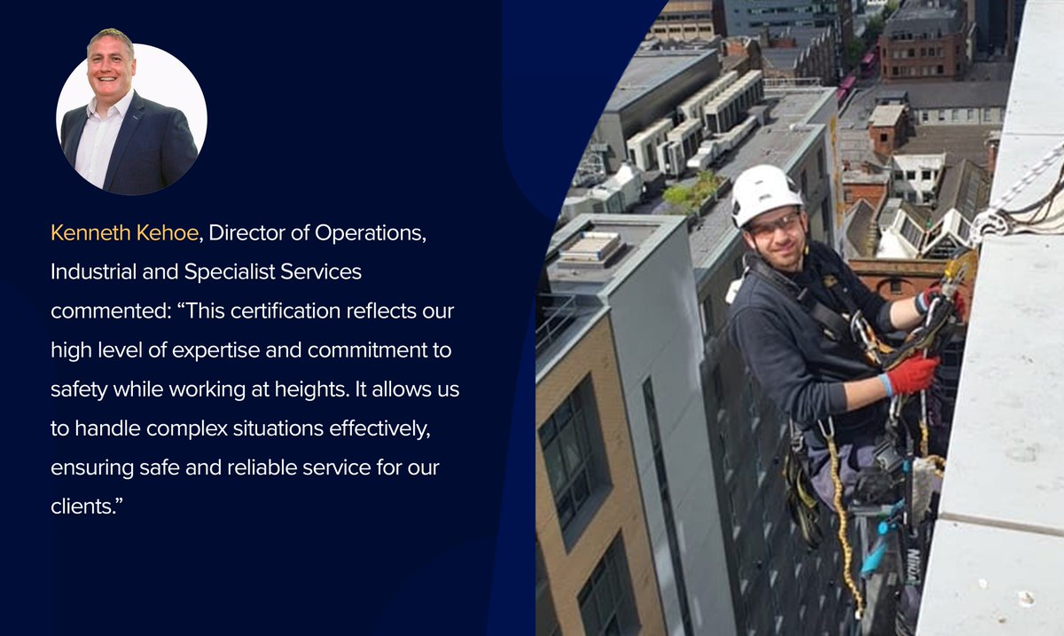 🌟 Exciting update! Our team of #IRATA Level 3 technicians has grown, enhancing our commitment to safety and service. Kenneth Kehoe, our Op. Director, confirms this milestone boosts our capability to handle complex, high-altitude tasks safely and efficiently. 🏆 #SafetyFirst