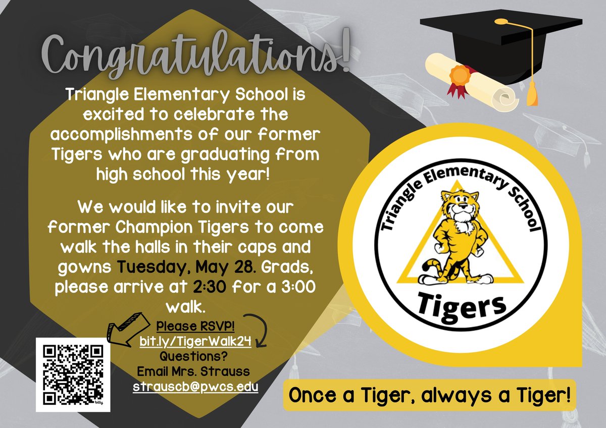 Graduates from Triangle ES, we welcome you back for our Grad Walk on May 28th! (RSVP details attached)