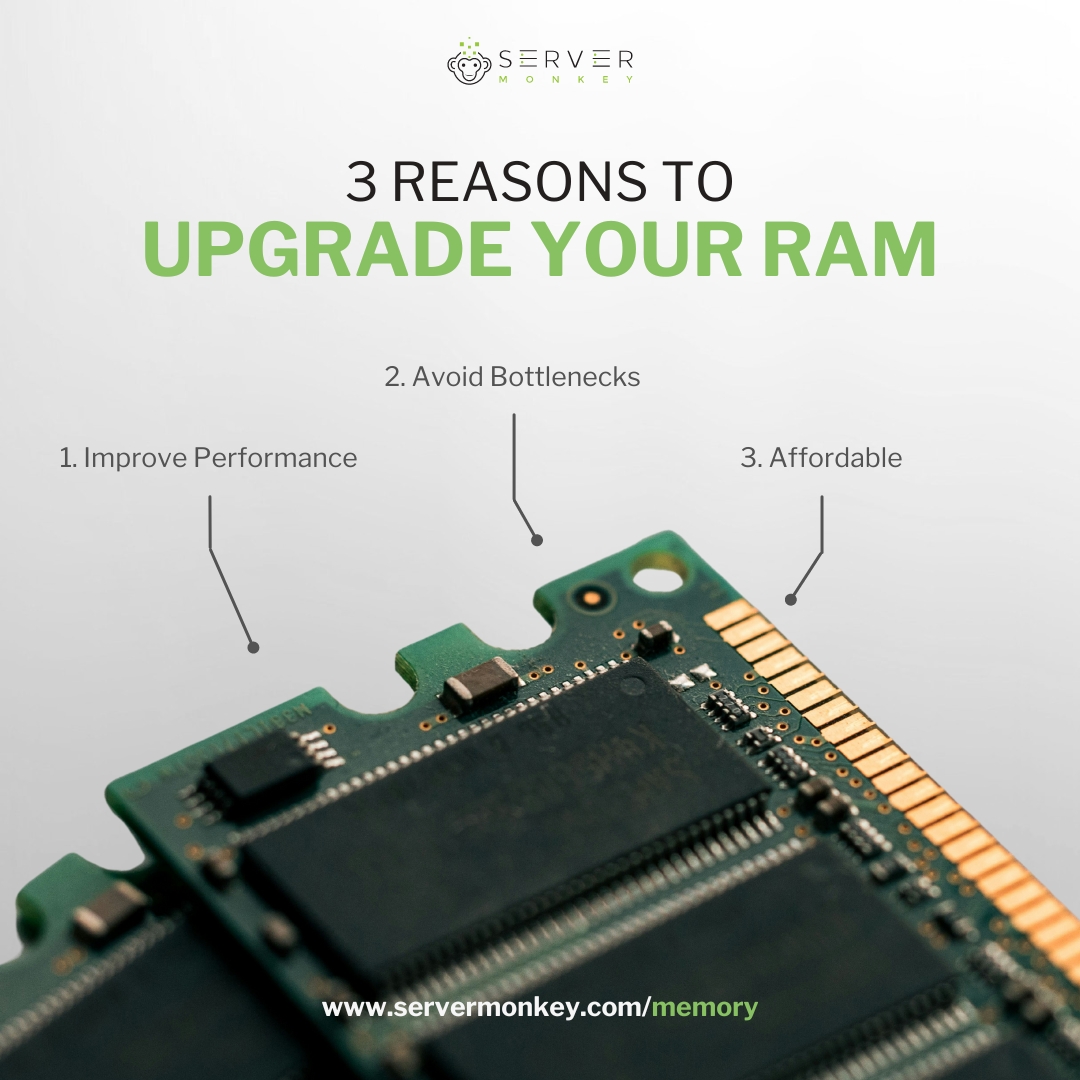 MyServerMonkey's tweet image. Boost your server&apos;s performance with a RAM upgrade! 💻 Here are 3 reasons why you should consider it. Contact the #ServerMonkey team or visit our website for more information on our RAM upgrade kits and upgrade today.

#ServerUpgrade #RAMUpgrade #PerformanceBoost