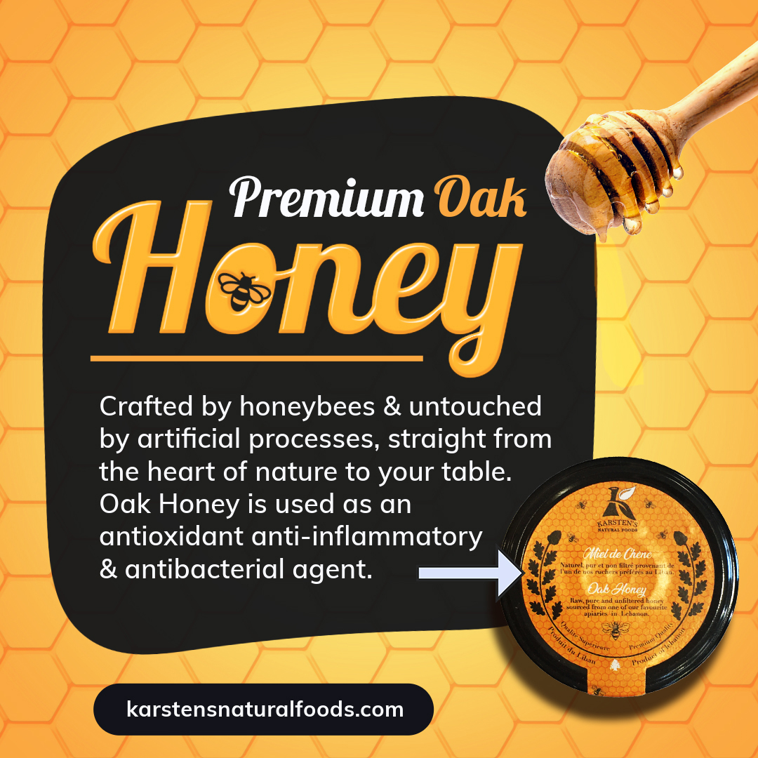 🍯 Indulge in the rich, natural flavors of Karsten Natural Foods Oak Honey. 
#OakHoney #RawHoney #NaturalFlavors #healthbenefits #Lebanon #lebaneseproducts #Montreal #ImmunityBoost #naturalfood #RawHoney #NaturalSweetener #SoreThroatRemedy #HoneyLovers #HealthyEating #Monday #fyp