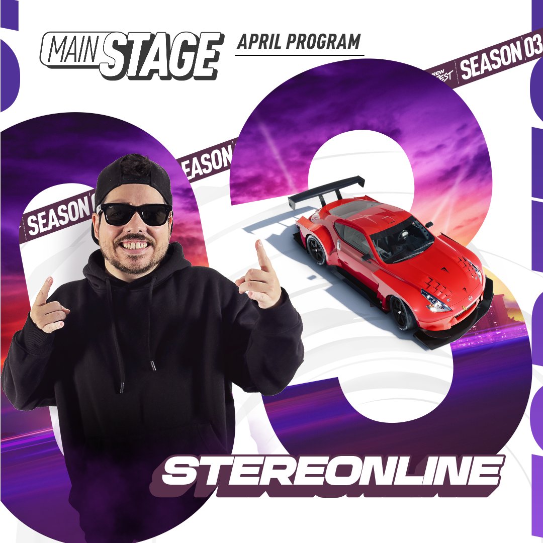 This Wednesday, asphalt awaits as @StereOnlineX takes control of the #TheCrewMotorfest main stage! 🏁