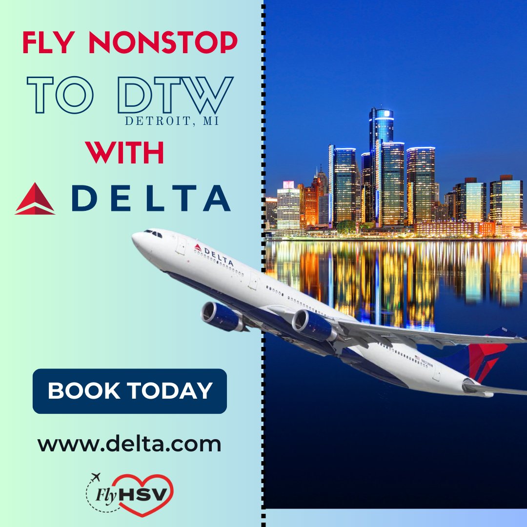 Fly Non-Stop to Atlanta, GA and Detroit, MI from HSV with Delta!

Visit Atlanta or use this one-stop to get to the rest of the world with Delta!

Book your flight today at delta.com!

#FlyHSV #FlyNonStop #OneStopToTheWorld