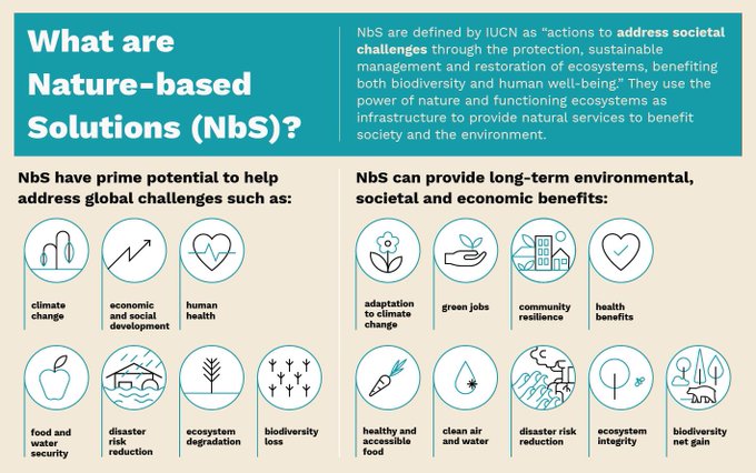 What are #NaturebasedSolutions and how can they provide long-term environmental, societal and economic benefits? Learn more shorturl.at/wyzAV via @IUCN