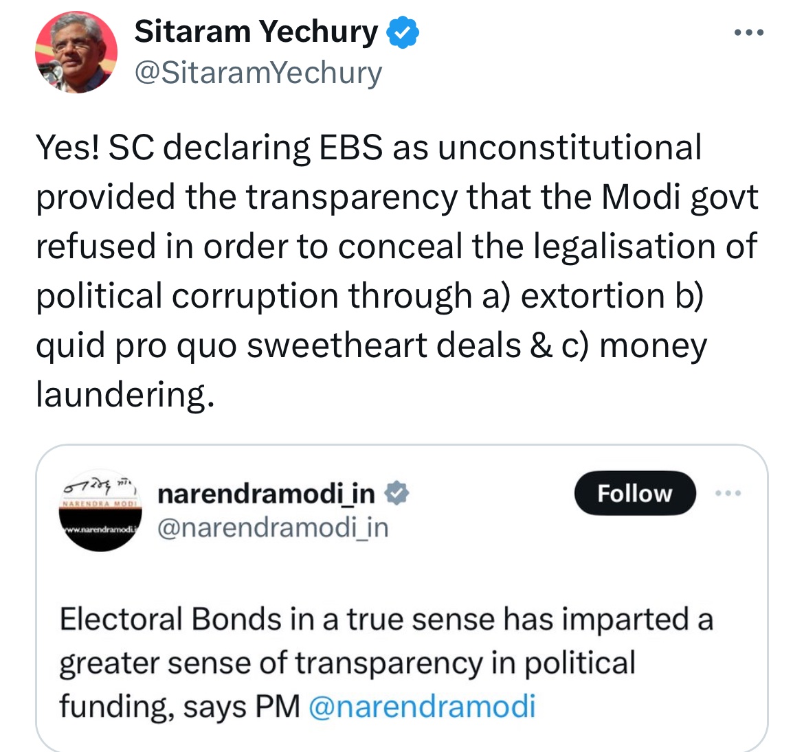 Why is the ED is not pursuing all these, now exposed, Modi govt’s mafia style extortions, quid pro quo deals & mega money laundering? Instead, ED is targeting, harassing and jailing Opposition leaders including CMs. Modi must answer.