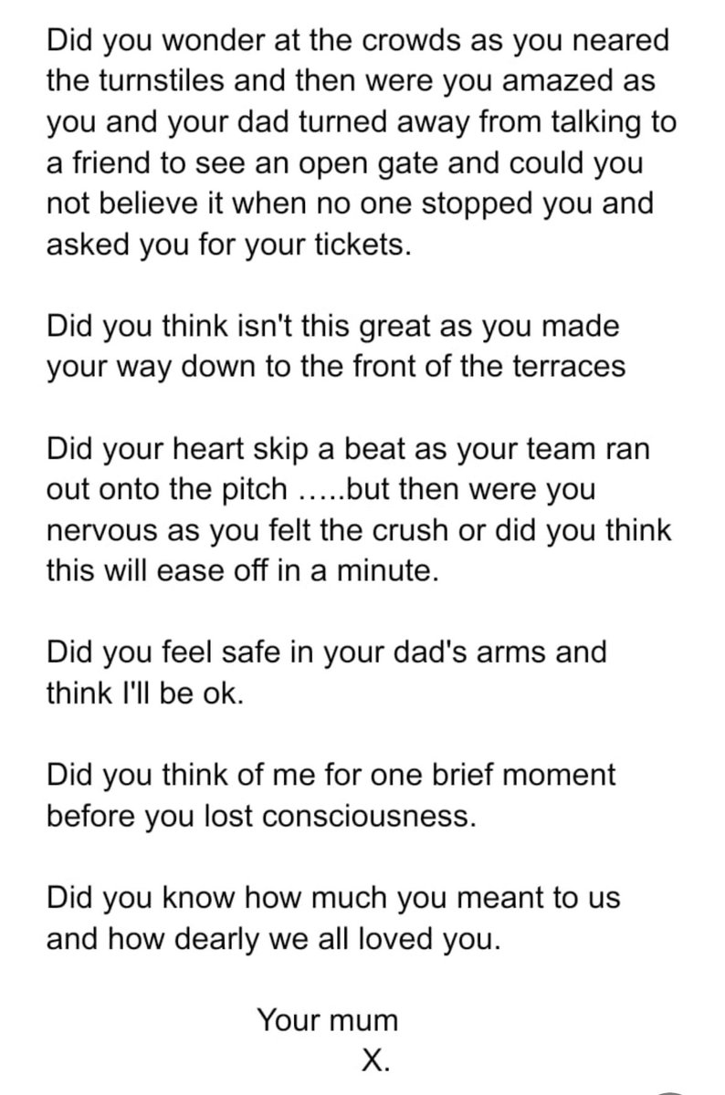A letter written in the weeks following the disaster, by my mum, and found recently tucked away in a notebook.

#JFT97 #YNWA