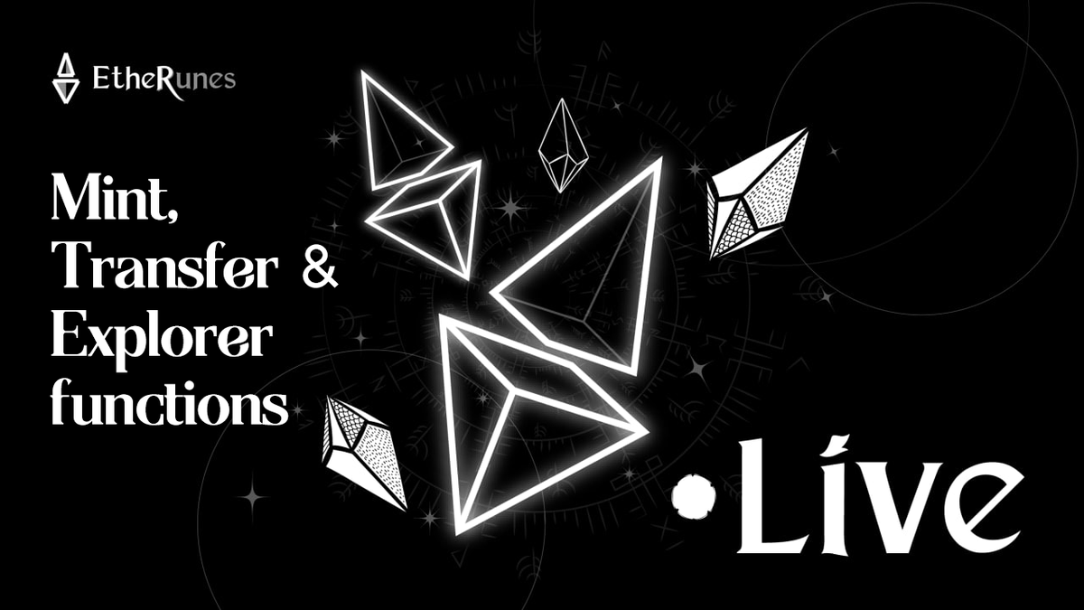 EtheRunes's tweet photo. 📢 Mint, Transfer &amp; Explorer functions are now LIVE!

Explore now: https://t.co/KoWd8cjH9B

#Etherunes $ETR #Runes #BTC https://t.co/aT0SNKiUap
