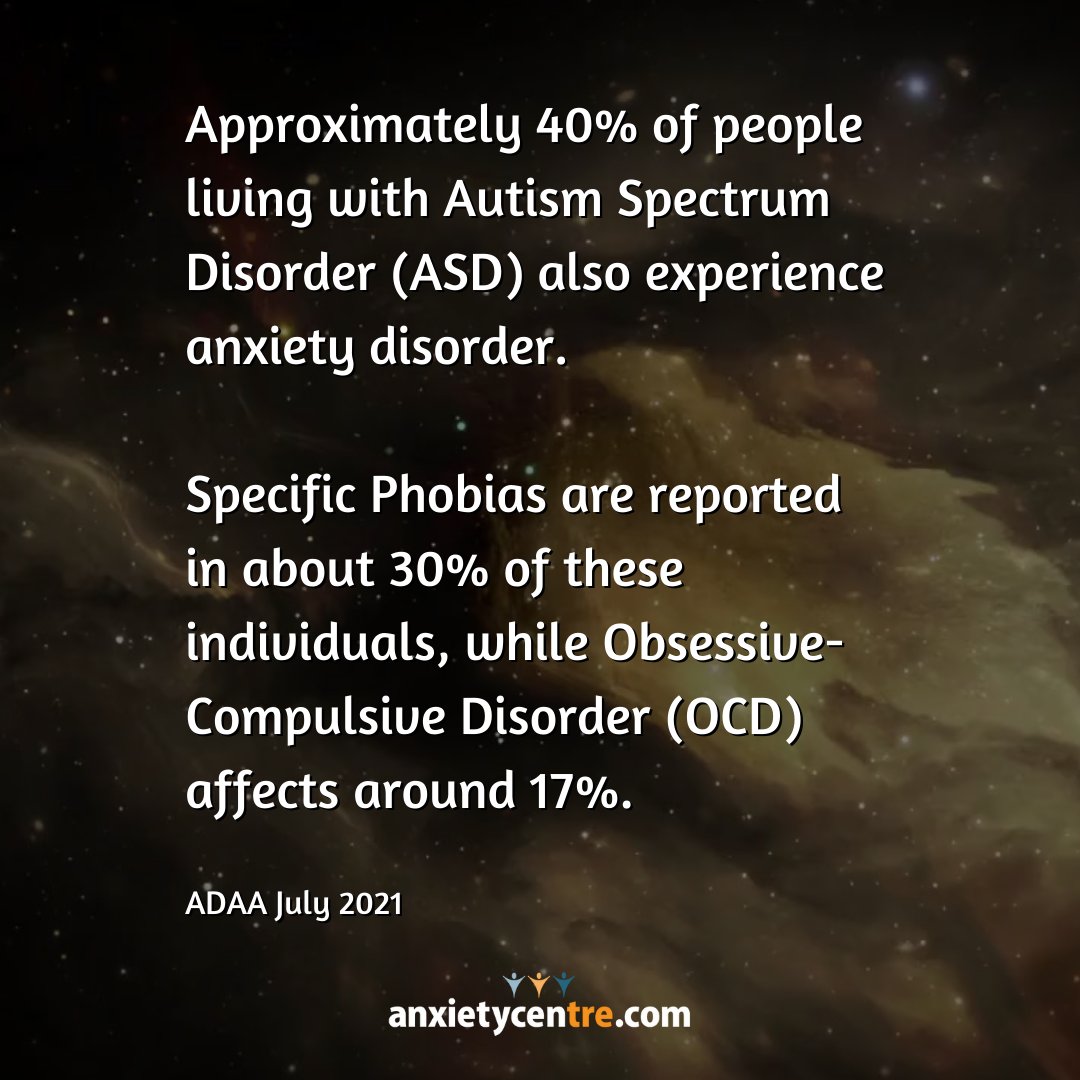 Approximately 40% of people living with Autism Spectrum Disorder (ASD) also experience anxiety disorder. #autism #ASD #anxietydisorder #anxietycentre