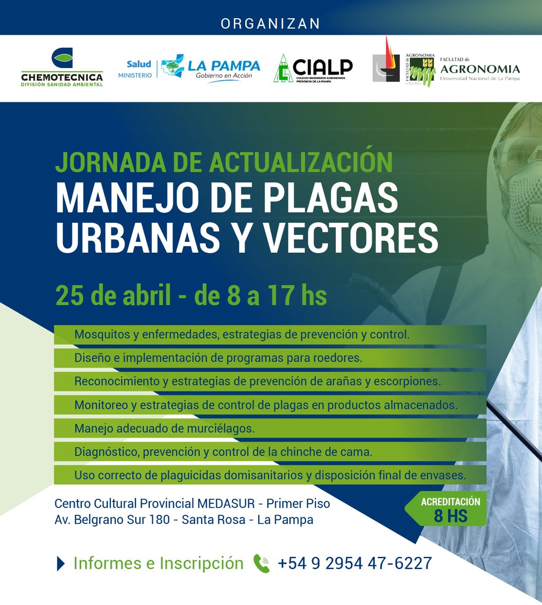 La Pampa alla vamos!!🚀
✅Nueva Jornada de Actualización sobre Manejo de plagas Urbanas y Vectores.
✅No te pierdas la oportunidad de escuchar a los mejores y capacitarte en forma GRATUITA!
Los esperamos!
para inscribirse deberan ingresar acá:👇
forms.gle/Tvn3mhxzJZrnuk…