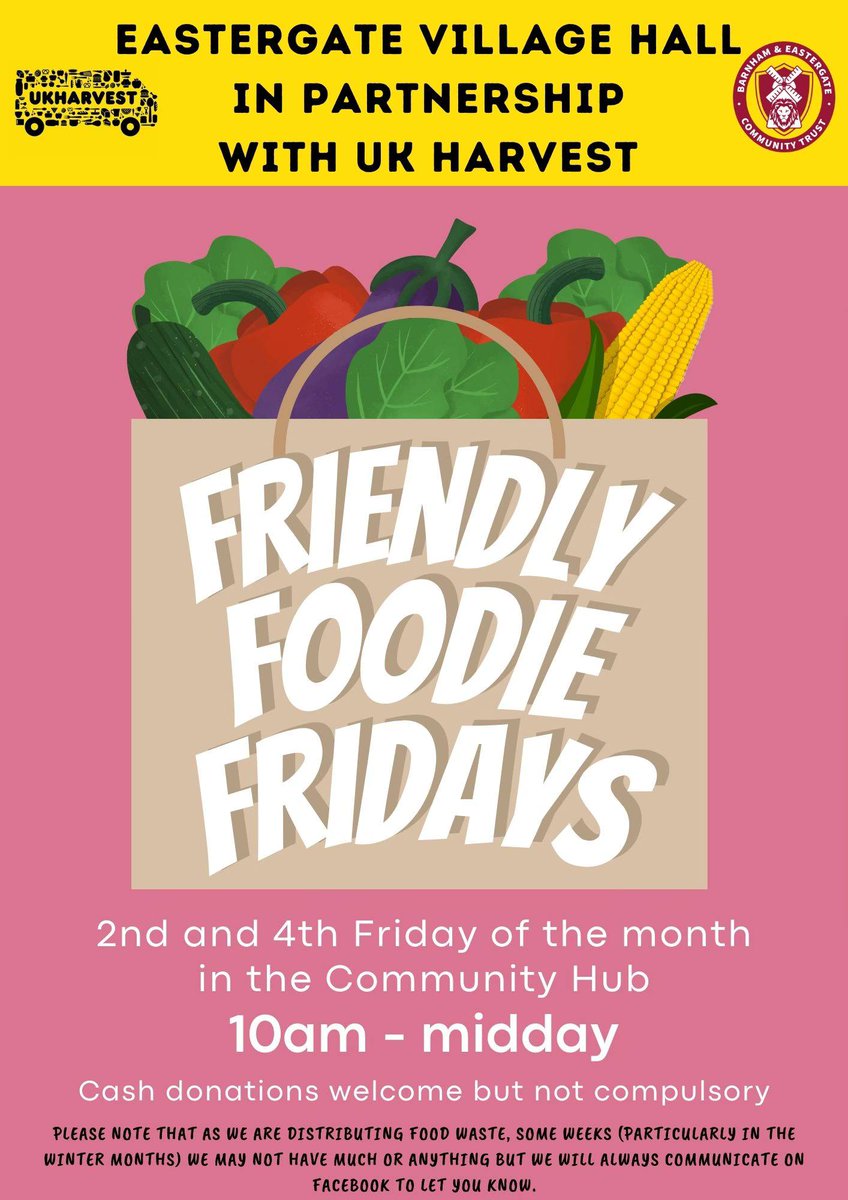 Live around the Eastergate area in Arun? There is a new community food provision twice a month with surplus food from <a href="/UKHarvest/">UKHarvest</a> ⬇️