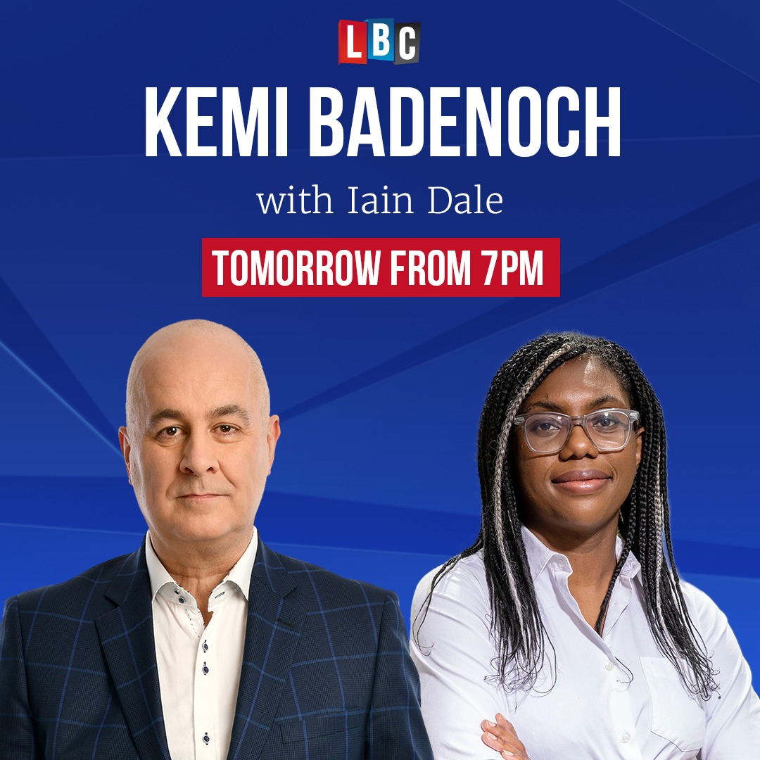 Join me and Equalities minister @KemiBadenoch from 7pm tomorrow evening (Tue), when she will be taking listener questions on the Cass Report and other equalities issues.