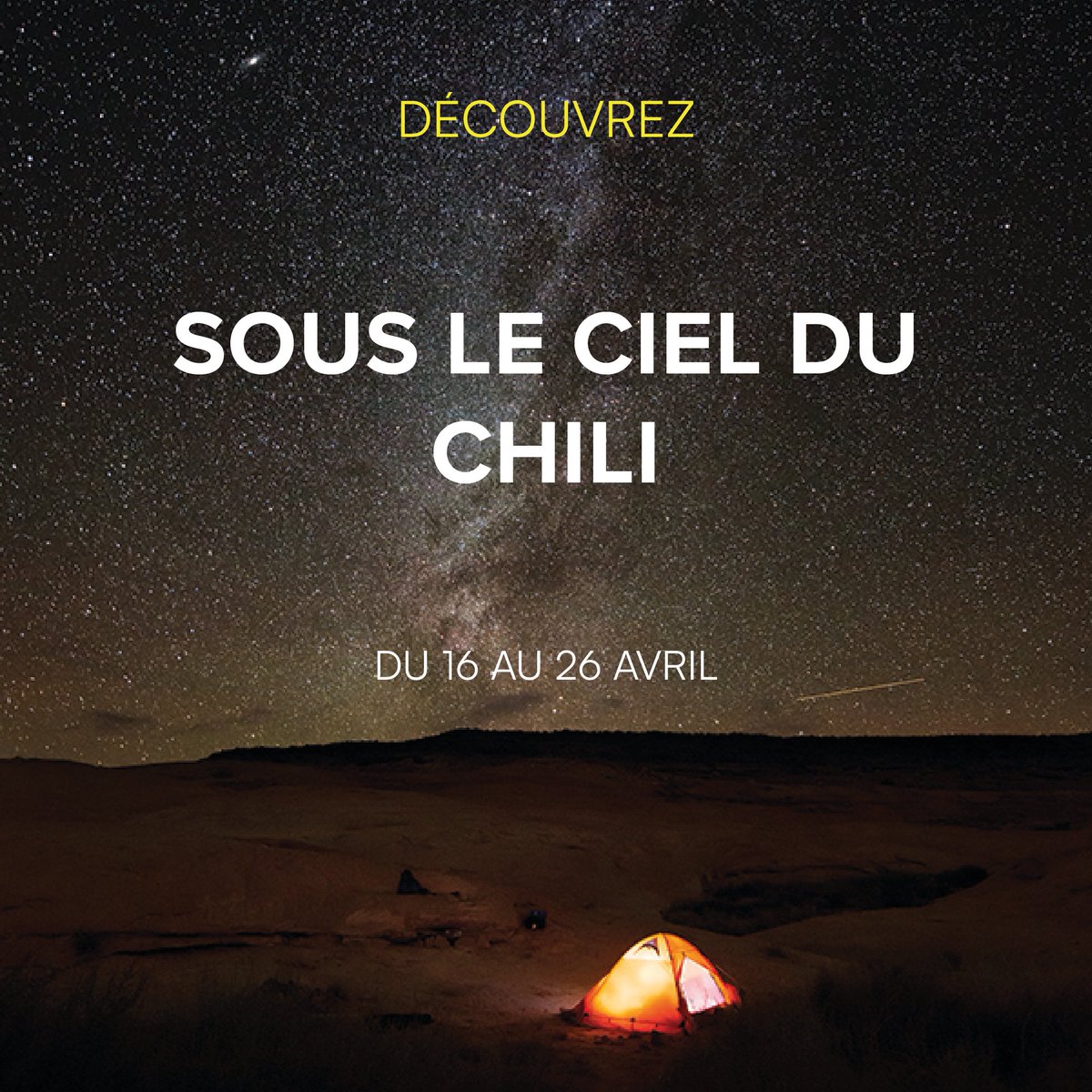 Cosmocite_gre's tweet photo. 📅 Du 16 au 26 avril, laissez vous transporter vers l'hémisphère sud avec nos séances spéciales sur le Chili ! Découvrez les secret du ciel astral avec l'un de nos médiateurs planétariste ! 🌟
�� https://t.co/4z1NbJjf4s https://t.co/4g6tgO6HEH