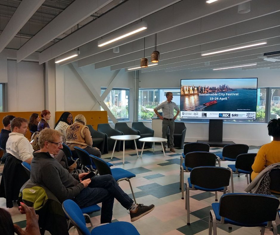 UEL_News's tweet photo. Day one of the Sustainable Cities Festival is here! 🌱🏙️

Director of the Royal Docks Centre for Sustainability, Robert de Jong, hosted a panel with our keynote speakers, asking how we can solve the pressing challenges facing urban environments today.

Register now 👉https://t.co/HI34riYwGj @robertdejong #UELSustainableCities #UELYearofScience