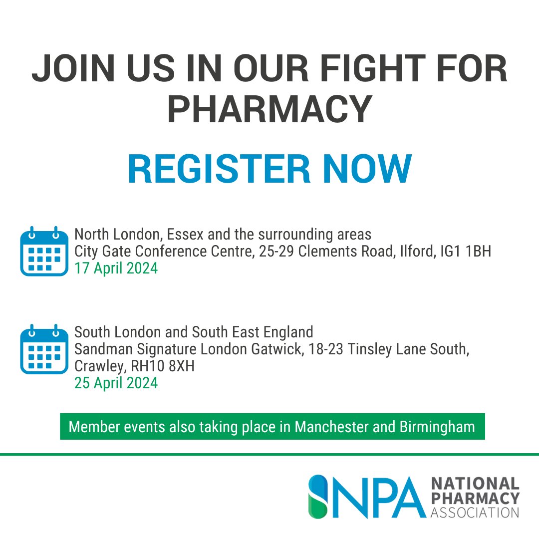 Only 2 days left until our first face-to-face member event in England in five years. Featuring: → Networking → Q&A with CEO @PaulReesMBE, board members & Chairman @nkpharmacy → Tips for delivering Pharmacy First Register now: ow.ly/oXPM50RgfV0