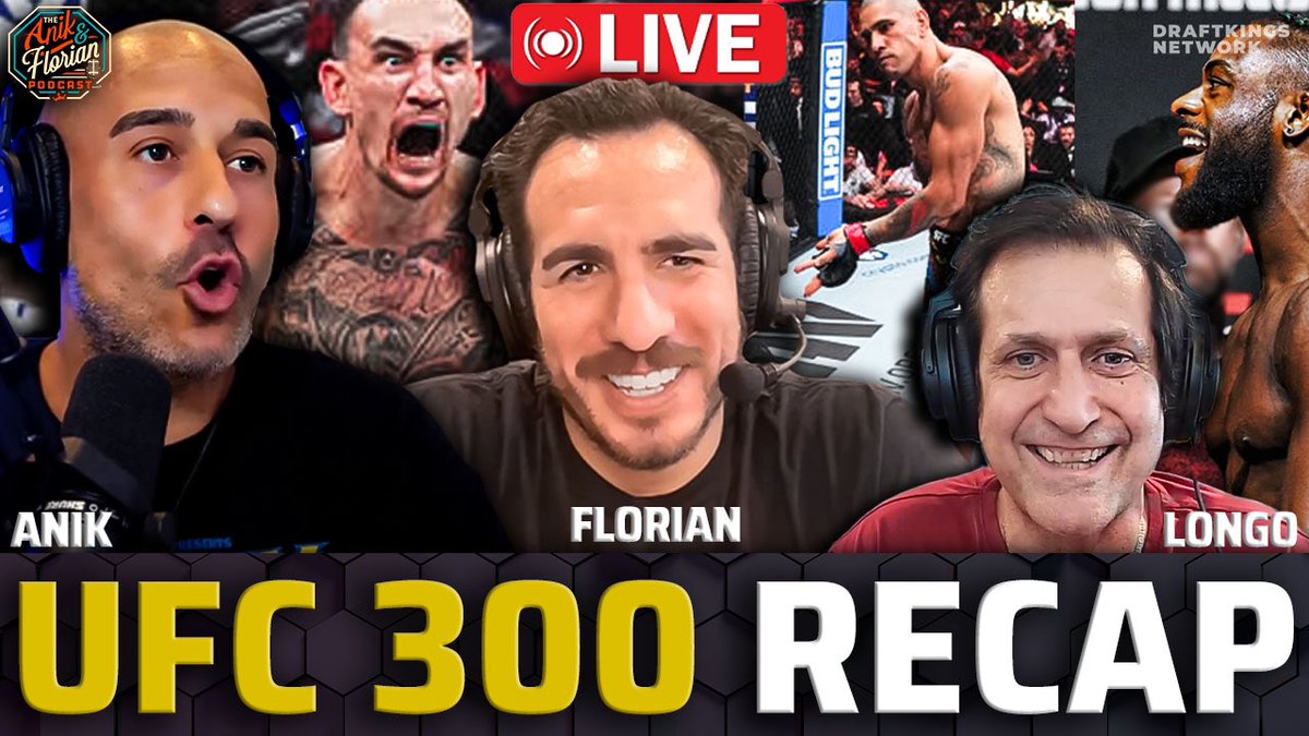 #UFC300 Recap with @Jon_Anik & @Kenny_Florian, @RayLongoMMA on Aljamain Sterling's Win, Alex Pereira, Max Holloway BMF, and more! youtube.com/live/PN4PUe7Pk…