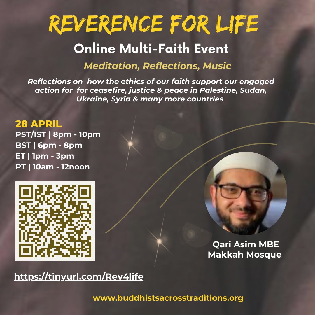 Delighted to have Imam Qari Asim MBE, join us for a transatlantic multifaith panel to share  how faith can support engaged action for ceasefire, justice, peace for Palestine tinyurl.com/Rev4life 
<a href="/QariAsim/">Qari Asim MBE</a> <a href="/mustafafield/">Mustafa Field OBE</a> <a href="/IbrahimMogra/">Ibrahim Mogra</a> @IslamAndLifeOFC <a href="/sundersays/">Sunder Katwala</a> <a href="/Independent/">The Independent</a>