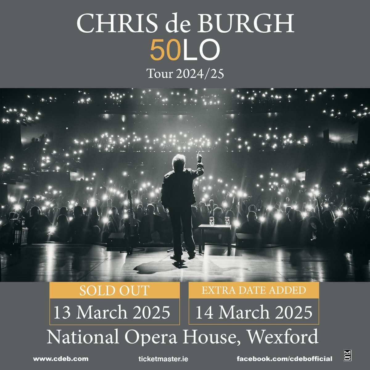 𝗗𝗨𝗘 𝗧𝗢 𝗗𝗘𝗠𝗔𝗡𝗗: Chris De Burgh (@CDeBOfficial) has added a second date at @NatOperaHouse, Wexford on 14 March 2025. 🎫 Tickets are on sale Wednesday at 10am bit.ly/4cU2x8D