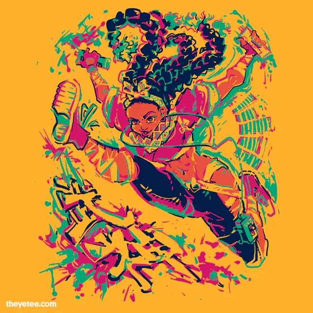 Happy birthday to our favorite American ninja from #StreetFighter6- Kimberly!  We're celebrating her colorful big day with a special one-day deal for 15% off the Kimberly tee designed by  from our official  collection!  