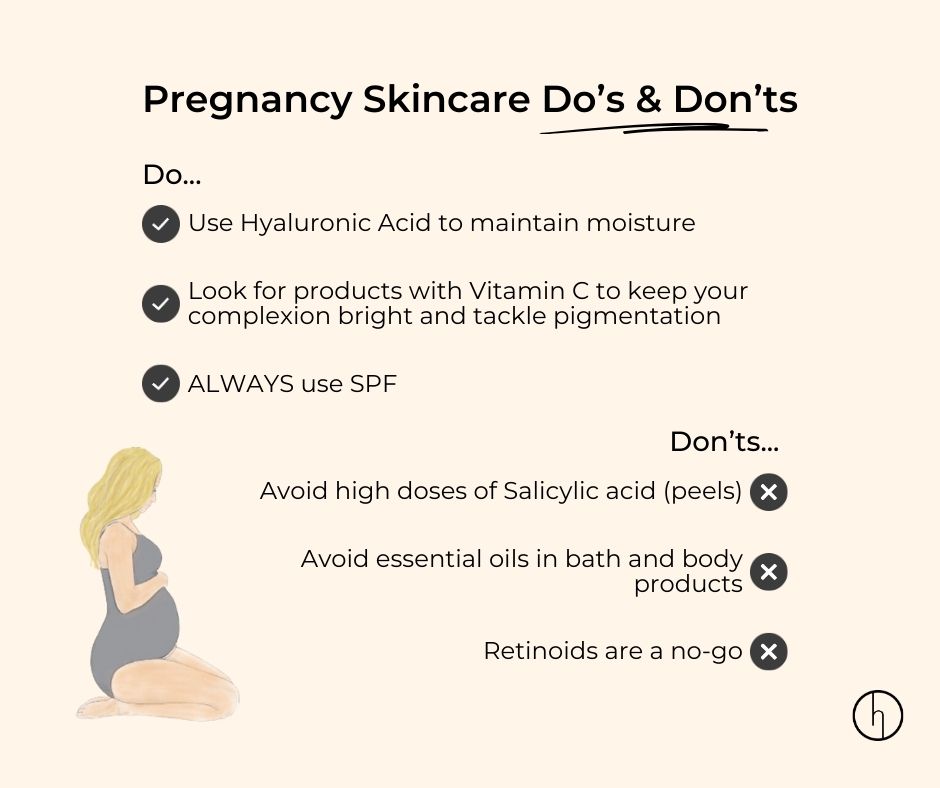 Pregnancy skincare essentials: DO's and DON'Ts! 🌟 DO hydrate with Hyaluronic Acid, embrace Vitamin C for brightening, and use SPF religiously! ☀️ But remember, DON'T use retinoids, steer clear of Salicylic acid, and skip essential oils ✋🏽

#pregnancyskincare #HeavenSkincare