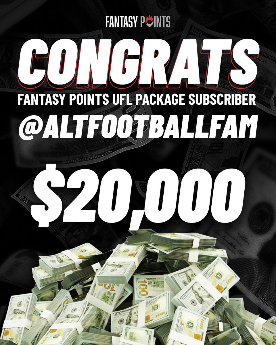 Your Fantasy Points family is well-represented at the top of the UFL leaderboards! 💰 Shout out to @AltFootballFam for taking down the top prize, and live-show host @playerqDFS for finishing close behind in 2nd place! Use code UFL2024 for 15% off of UFL and All-Access plans! ⬇️
