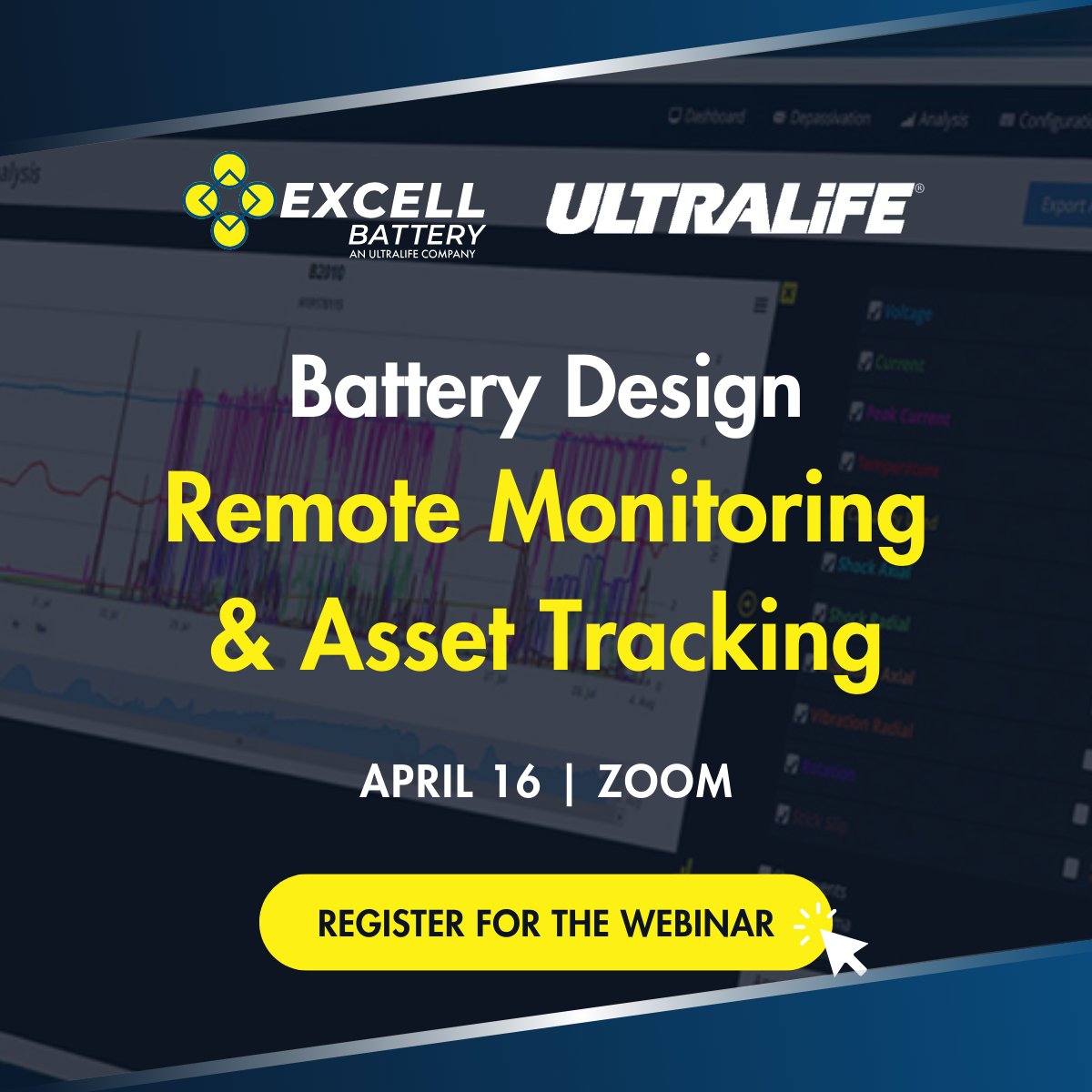excellbattery's tweet photo. Last chance to register! Excell Battery and @UltralifeCorp will be hosting a webinar on "Remote Monitoring &amp; Asset Tracking: Challenges &amp; Solutions of Battery Design". For more info and to sign up, visit: https://t.co/9YsC74Iyhj

#battery #lithium #lithiumbattery #batteries https://t.co/nyJbocmSOz