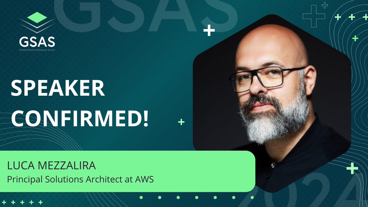 #GSASSpeakers @lucamezzalira, Principal Solutions Architect at @awscloud, will participate at #GSAS24 as a speaker! 🎉 Don't miss out on his insights and expertise. Mark your calendars and join us for an enlightening event 🎟️ gsas.io