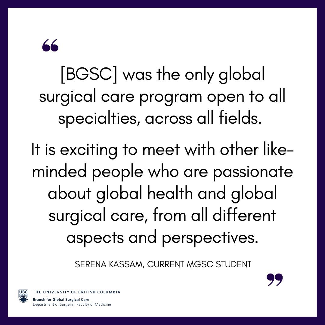 UBC_Global_Surg's tweet photo. ๐ซ Our MGSC student and paediatric surgeon at the BC Childrenโs Hospital, Serena Kassam shares what drew her to our MGSC program and her experience with the program so far! ๐ซ
Learn more about our programs: https://t.co/pzBVTdzfCb
#studentquote #globalsurgicalcare https://t.co/xCMCj8SA4n