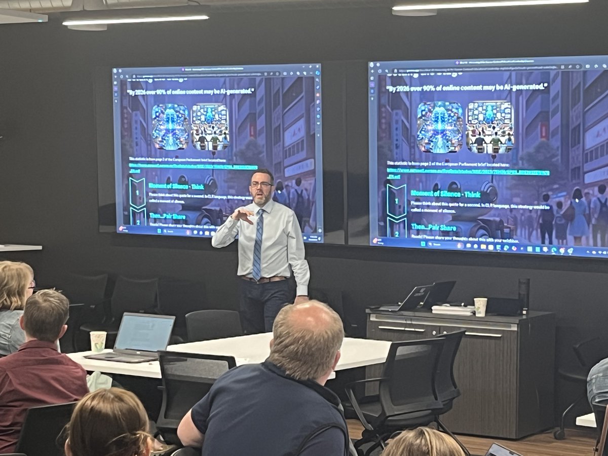 west40ISC's tweet image. Today @west40ISC is hosting a learning event on #AI & #Education & #Leadership, presented by @minerclass Micah Miner, a published author and district administrator at @maywood89 . #ArtificialIntelligence #Schools