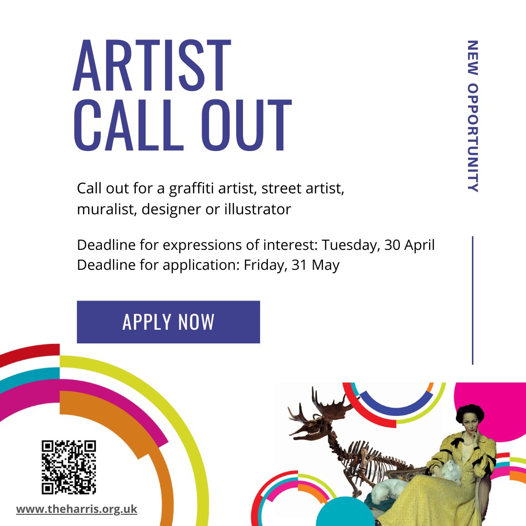 #Artist call out  📢

Call out for a graffiti artist, street artist, muralist, designer or illustrator 🎨

📌Deadline for expressions of interest: Tuesday, 30 April 
📌Deadline for application: Friday, 31 May 

🔗 Find out more: bit.ly/3RM81YA

#CreativeJobs