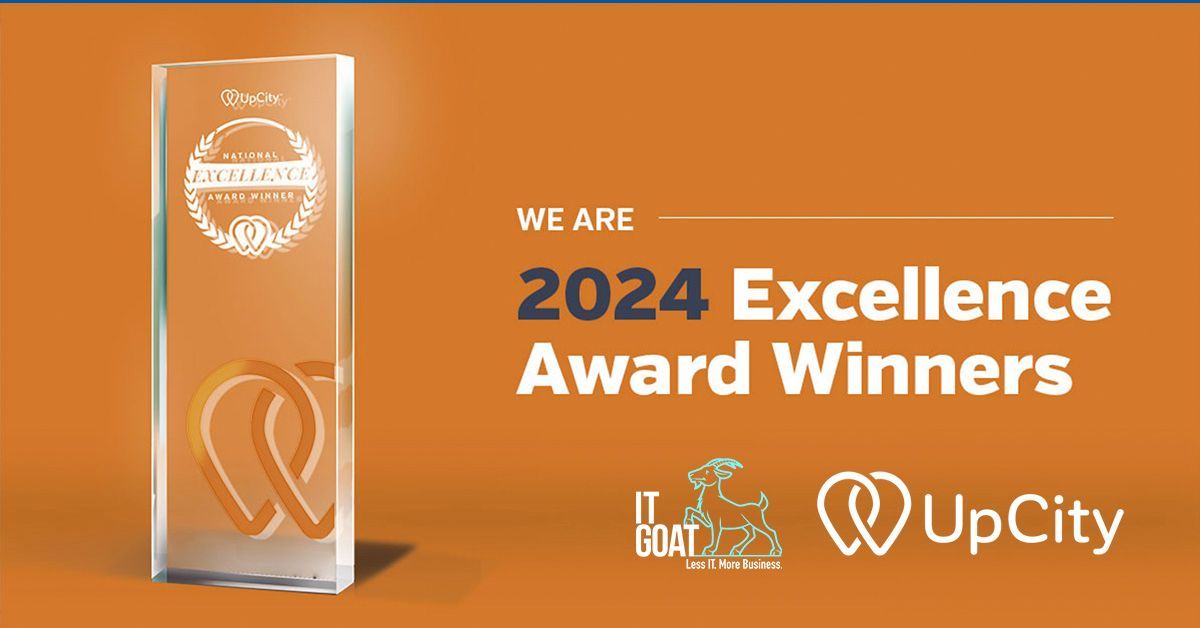 Thrilled to announce that we've been honored with the 2024 UpCity Excellence Award! A huge thank you to our clients for trusting us with your IT needs and helping us reach this milestone. 

#UpCityExcellence #ITLeaders #ClientSuccess #ITGOAT