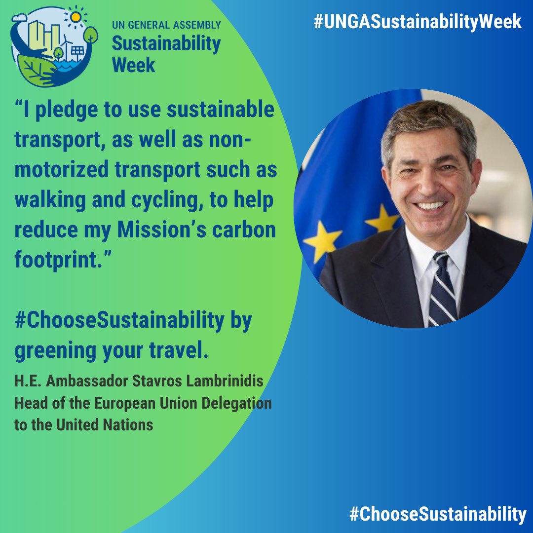 The first-ever #UNSustainabilityWeek kicks off today.

Thanks to @UN_PGA Dennis Francis for this important initiative encouraging everyone to #ChooseSustainability. 

Small changes can make big differences. Here's my pledge.