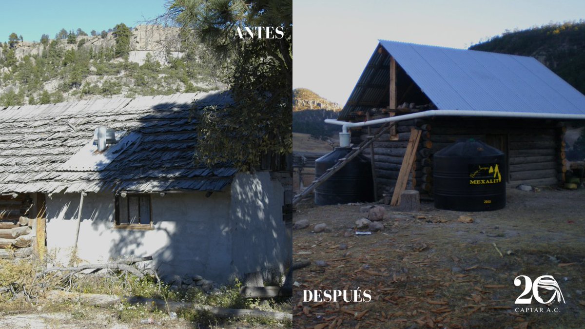 CAPTAR_'s tweet photo. Así es como se ve una vivienda en la Sierra Tarahumara antes y después de la instalación de una cosecha de agua. 

#cosechadeagua #aguadellluvia #ods2023 https://t.co/62BpoDi3FG