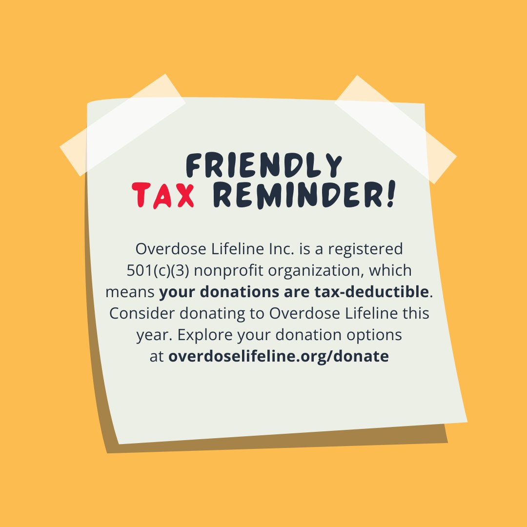 Save lives with your support! Overdose Lifeline Inc. is a 501(c)(3) nonprofit, making all of your contributions tax-deductible. Join us in our mission to save lives. Discover donation options at overdoselifeline.org/donate. #TheyAreWorthSaving #TaxDeductible