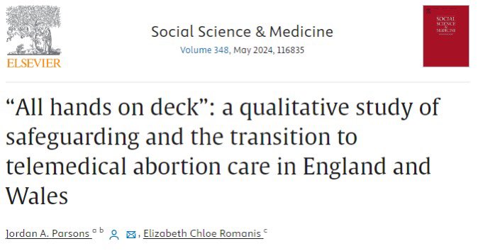 🎉 New paper out with @ECRomanis in @socscimed ! Reporting on our qualitative study of providers’ perspectives on safeguarding in the transition to telemedical abortion care. Thanks @IMEweb for the funding! doi.org/10.1016/j.socs…
