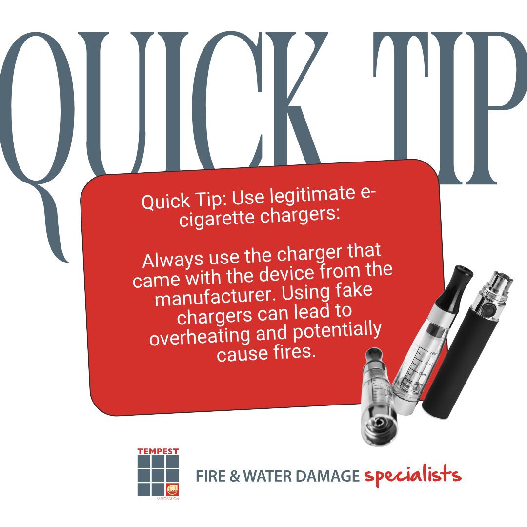 Use legitimate e-cigarette chargers: Always use the charger that came with the device from the manufacturer. Using fake chargers can lead to overheating and potentially cause fires. #firesafety #firesafetytips #ecigarettesafety