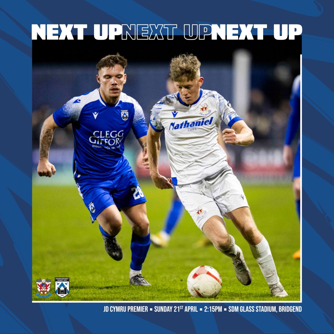 🗓️ UP NEXT: We take on Haverfordwest County at the SDM Glass Stadium on the final day of the season.

📌 2:15pm, Sunday 21st April.

🎟️ Tickets available on entry.

#JDCymruPremier