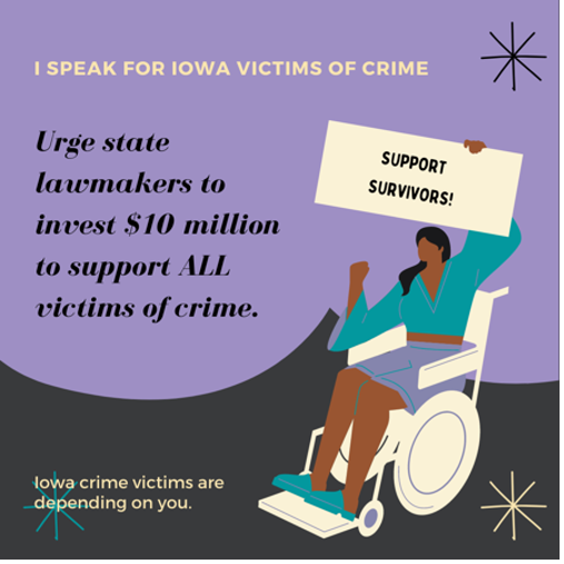 IndivisibleIowa's tweet photo. #Iowa #IAlegis Contact your state legislators &amp; urge them to invest at least $10 million dollars in victim services: https://t.co/JSBxLXpbbc https://t.co/HA1e7KpvLo